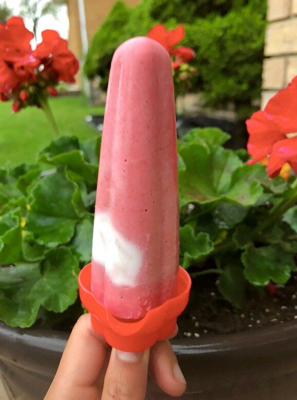 Keto Strawberry Ice Cream Popsicles
