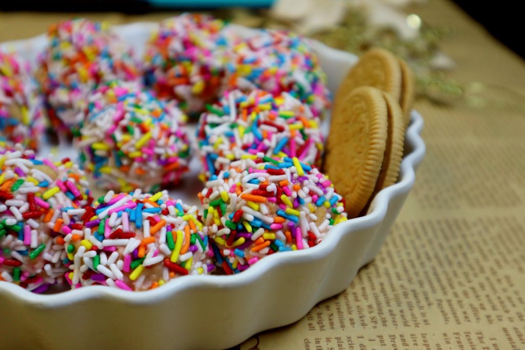 Golden Oreo Funfetti No Bake Cake Balls