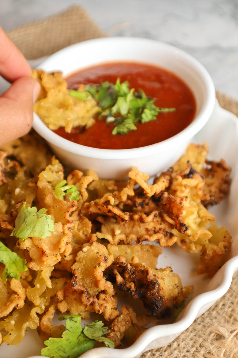 Viral Tiktok Air Fryer Pasta Chips (with Vegan Parmesan)