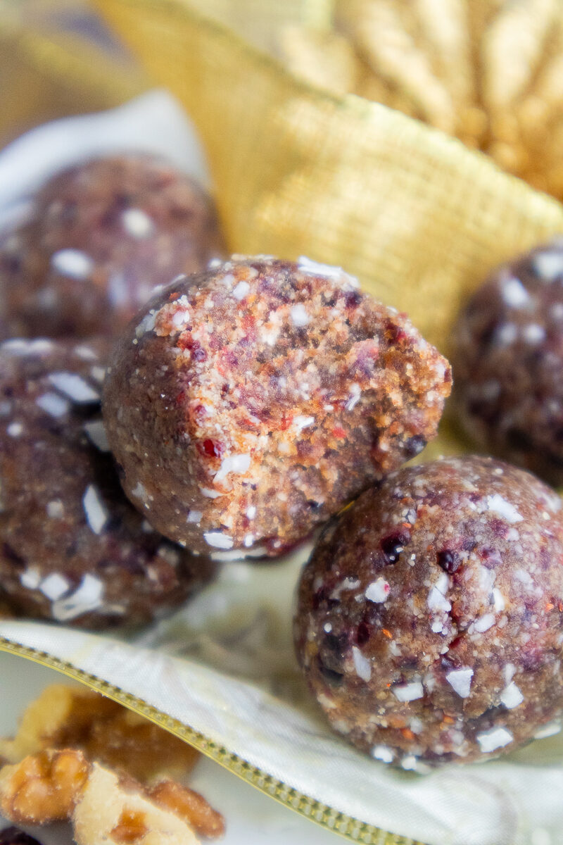 Raw Vegan Cranberry Almond Bliss Balls Recipe
