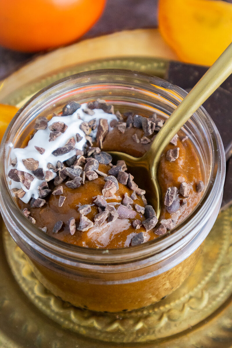 2-Ingredient Vegan Persimmon Chocolate Pudding