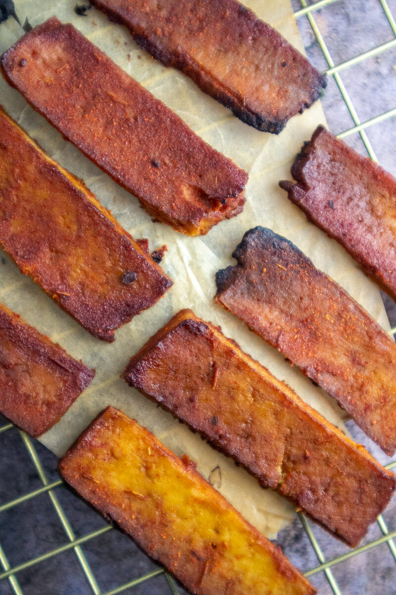 Homemade Vegan Tofu Bacon Strips (Gluten Free)