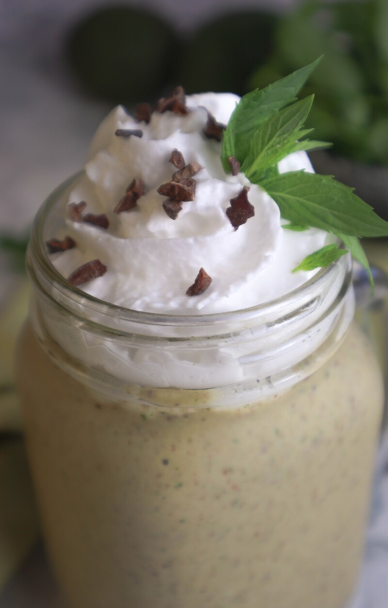 Healthy Vegan Mint Chocolate Chip Milkshake Recipe